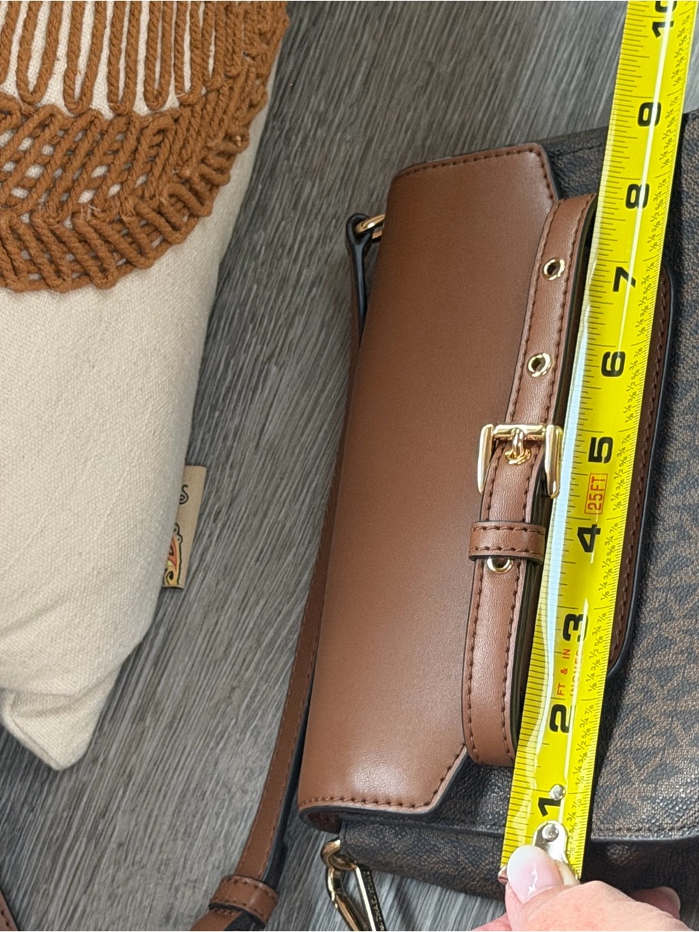 Michael Kors Brown and Dark Brown Logo Crossbody Bag - Picture 5 of 6